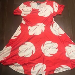 Lilo & Stitch - Lilo Costume Red and White Leaf Print Dress M